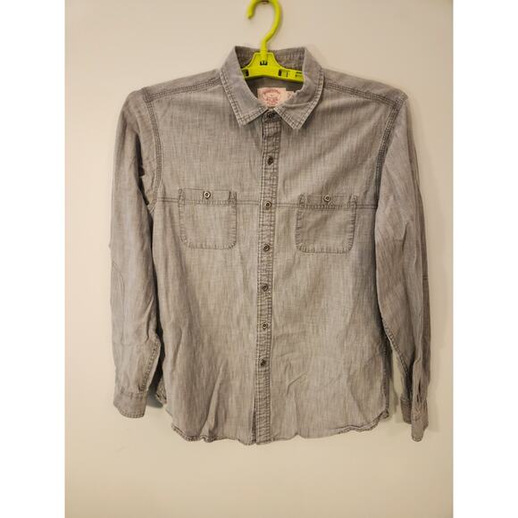 Brooks Brothers 100% Cotton Denim Shirt Mens Large Gray Long Sleeve Western - Picture 3 of 10